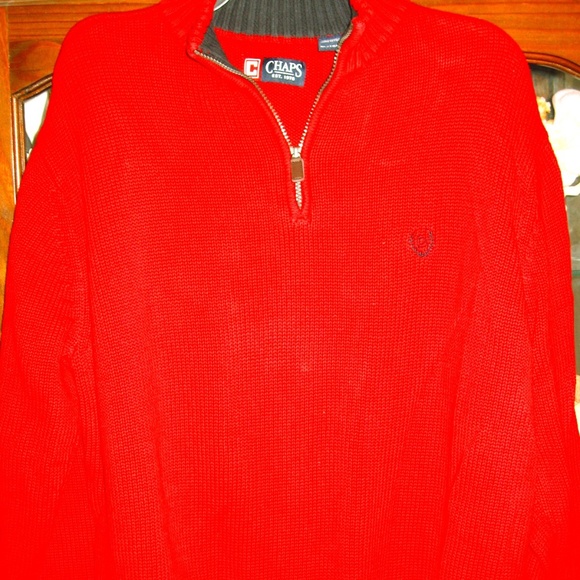 CHAPS RED 1/4 ZIP FRONT SWEATER SIZE XL - Picture 1 of 2